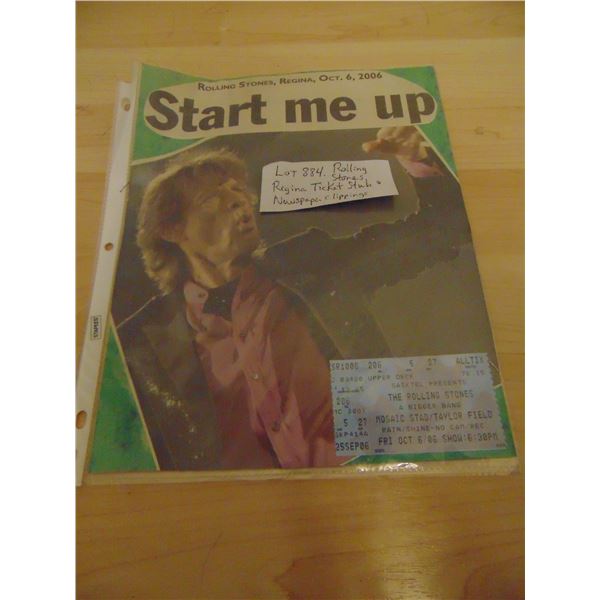 884 ROLLING STONES REGINA TICKET STUB AND NEWSPAPER CLIPPINGS 2006
