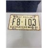 Image 1 : 1951 Saskatchewan license plate