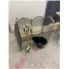Image 1 : Fireplace set 4 piece & brass fire screen & coal pail