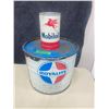 Image 1 : 25 lb Royalite grease pail & 1 quart Mobil oil tin