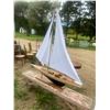 Image 7 : Wooden sail boat 67" long total height 70" to top of sail. Well crafted