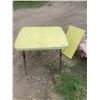 Image 1 : 1950's yellow kitchen table, comes with leaf 36" X 30" & 54 X 30 with leaf in
