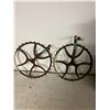 Image 1 : 2 cogged pulley wheel 17" across