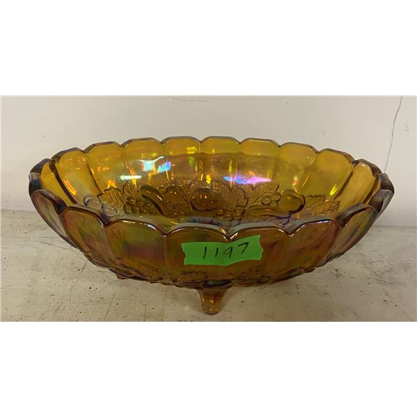 12" Carnival glass bowl - footed