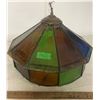 Image 1 : Stainglass hanging lamp shade 18" across no cracks - real glass Stain Glass