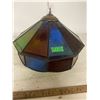Image 1 : Stainglass hanging lamp shade 18" across no cracks - real glass Stain Glass