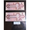 Image 1 : 2 CONSECUTIVE BIRD SERIES SCARCE BRX $2 REPLACEMENT NOTES