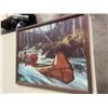 Image 1 : RCMP Print by A. Friberg - 24x19", Canoe and First Nations Man