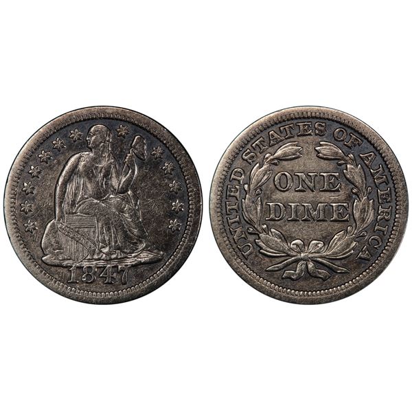 1847 Seated Liberty Dime PCGS VF-35 From The S.S. Central America