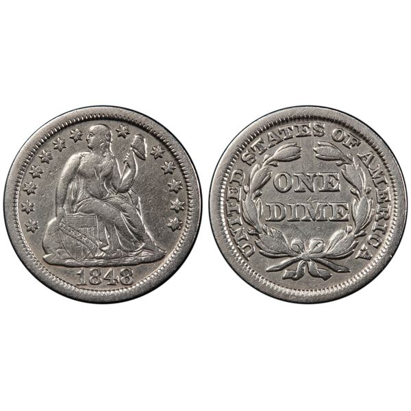 1848 Seated Liberty Dime PCGS VF-25 From The S.S. Central America With Gold Pinch