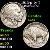1913-p ty I Buffalo Nickel 5c Grades Choice AU