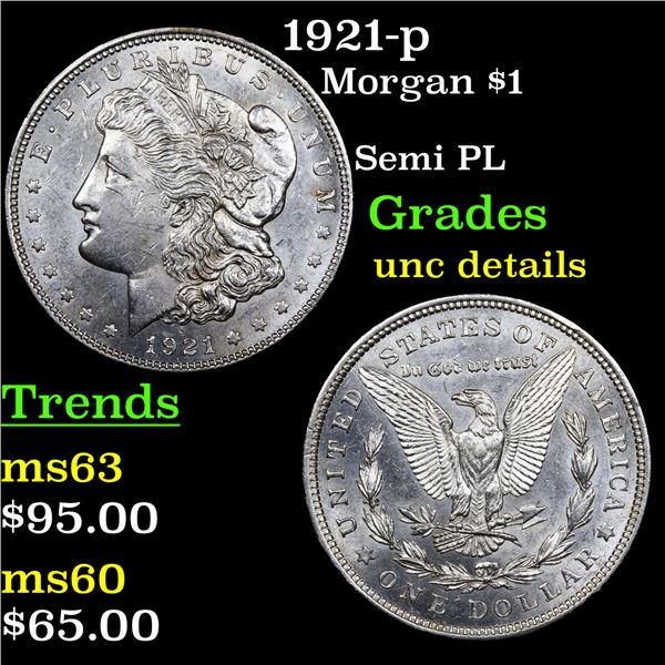 1921-p Morgan Dollar $1 Grades Unc Details