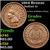 Image 1 : 1864 Bronze Indian Cent 1c Grades vf++