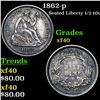Image 1 : 1862-p Seated Liberty Half Dime 1/2 10c Grades xf