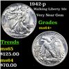 Image 1 : 1942-p Walking Liberty Half Dollar 50c Grades Choice+ Unc