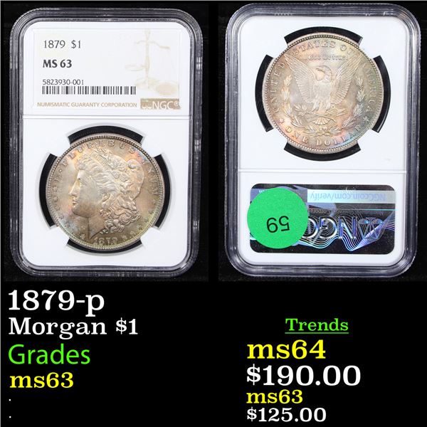 NGC 1879-p Morgan Dollar $1 Graded ms63 By NGC