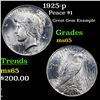 Image 1 : 1925-p Peace Dollar $1 Grades GEM Unc