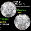 Image 1 : 1888-p Morgan Dollar $1 Grades GEM Unc