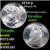 Image 1 : 1924-p Peace Dollar $1 Grades GEM+ Unc