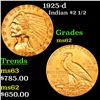 1925-d Gold Indian Quarter Eagle $2 1/2 Grades Select Unc