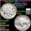 ***Auction Highlight*** 1937-d 3 leg Buffalo Nickel 5c Graded xf40 By SEGS (fc)