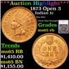 Image 1 : ***Auction Highlight*** 1873 Open 3 Indian Cent 1c Graded ms65 rb By SEGS (fc)