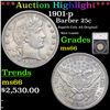 Image 1 : ***Auction Highlight*** 1901-p Barber Quarter 25c Graded ms66 By SEGS (fc)