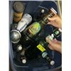Image 2 : 4 BINS AND A BOX OF ASSORTED BOTTLES, TINS ETC