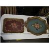 Image 1 : 2 HAND PAINTED WOODEN TRAYS