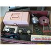 Image 2 : BOX OF MISC. COLLECTABLES, CAMERAS, TEA SET, PEDDLE CAR, ETC.