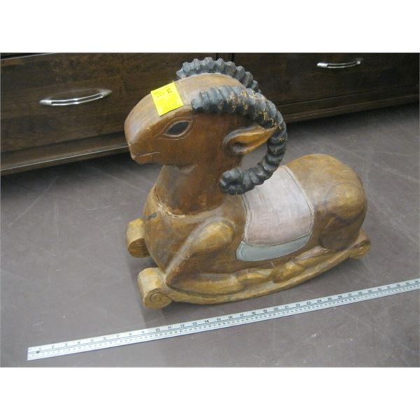 Wood Goat Rocker CARVED WOODEN GOAT ROCKER