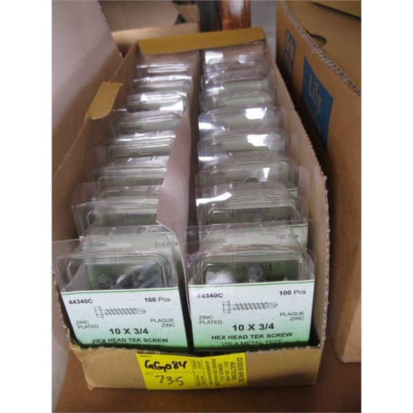 16 PACKS OF 10X3/4" HEXHEAD TECK SCREWS