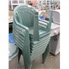 Image 1 : 8 GREEN PATIO CHAIRS AND 2 TABLES