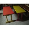 Image 2 : 2 YELLOW & ORANGE PAINTED TABLES