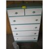 Image 1 : GREEN & WHITE 6 DRAWER CHEST OF DRAWERS