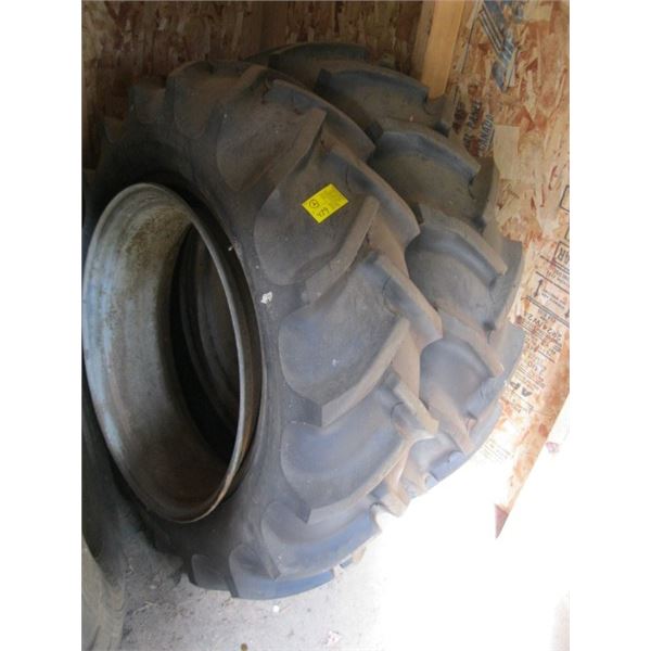 PAIR OF AS NEW TRACTOR TIRES ON RIMS, 11.2/10-24