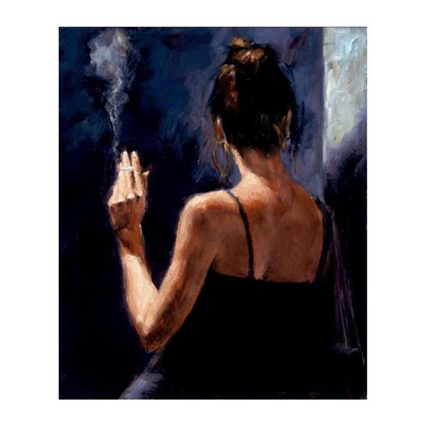Fabian Perez, "Brunette" Hand Textured Limited Edition Giclee on Board. Hand Signed and Numbered AP 