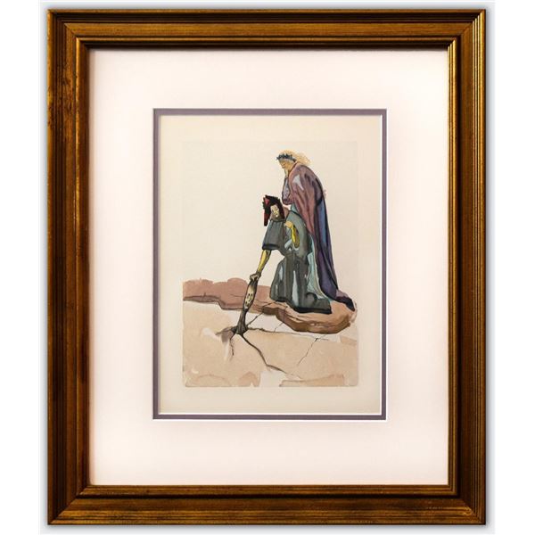 Salvador Dali- Original Color Woodcut on B.F.K. Rives Paper "Inferno 32"