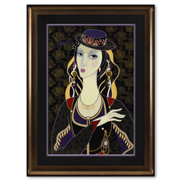 Martiros Manoukian, "Royal Pose Green" Framed Limited Edition Mixed Media Silkscreen, PP Numbered 1/