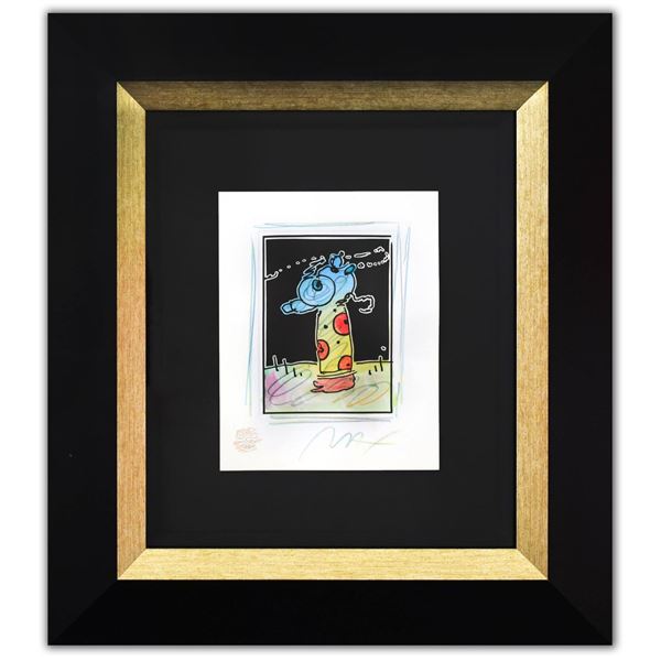 Peter Max- Original Mixed Media with Watercolor and Color Pencil "Sage In Wind (B&W Series)"