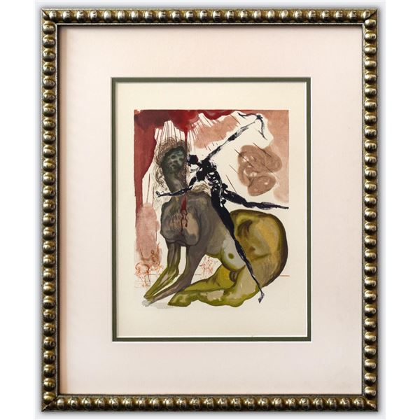 Salvador Dali- Original Color Woodcut on B.F.K. Rives Paper "Inferno 12"