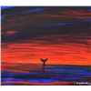 Image 2 : Wyland- Original Painting on Canvas "Whale Tale Over Sunrise"