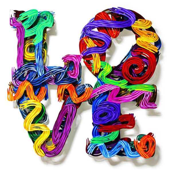 Patricia Govezensky- Original Painting on Cutout Steel "Contemporary Love"