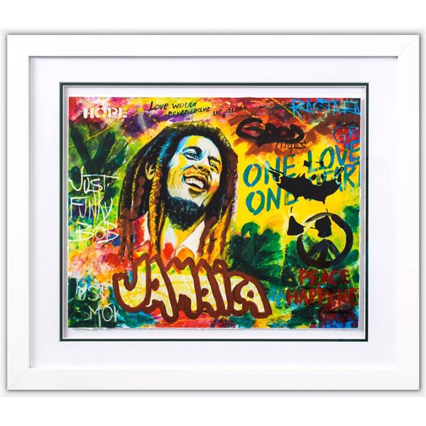 Nastya Rovenskaya- Original Mixed Media on Paper "Bob Marley"