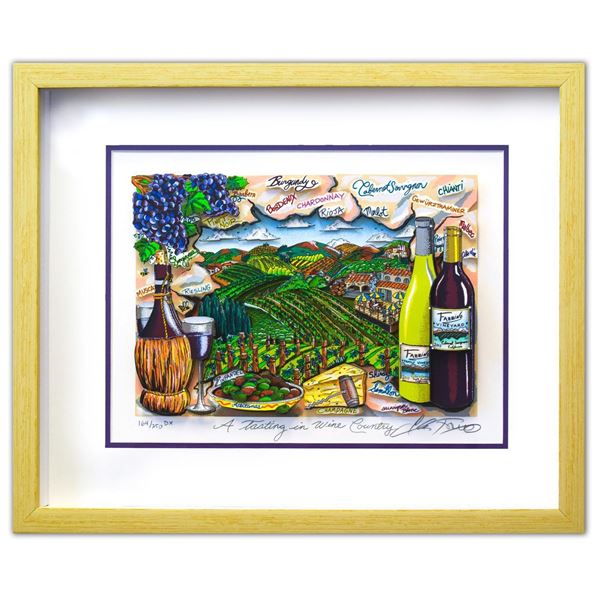 Charles Fazzino- 3D Construction Silkscreen Serigraph "A Tasting in Wine Country"