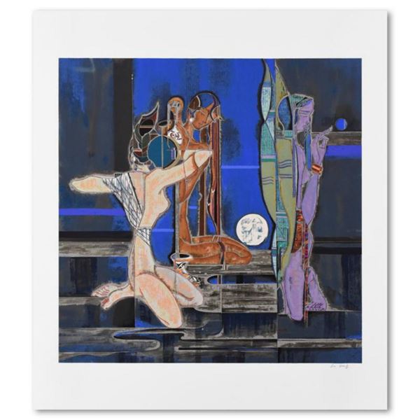 Lu Hong, "Full Moon and Water" Limited Edition Serigraph, Numbered and Hand Signed with Letter of Au