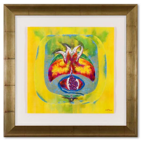 Lu Hong, "Mudra - Dhyan (2011)" Framed Original Mixed Media Painting, Hand Signed with Letter of Aut