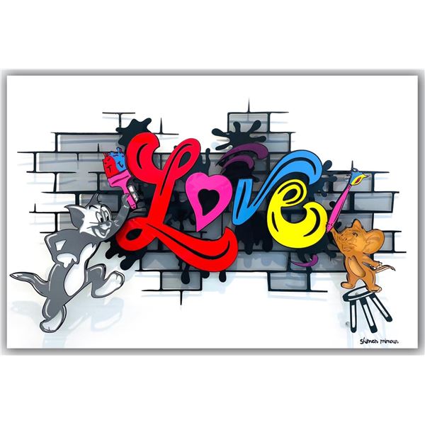 Shimon Mimoun- Layers of metal in a plasma cutting technique, hand painted  "LOVE"