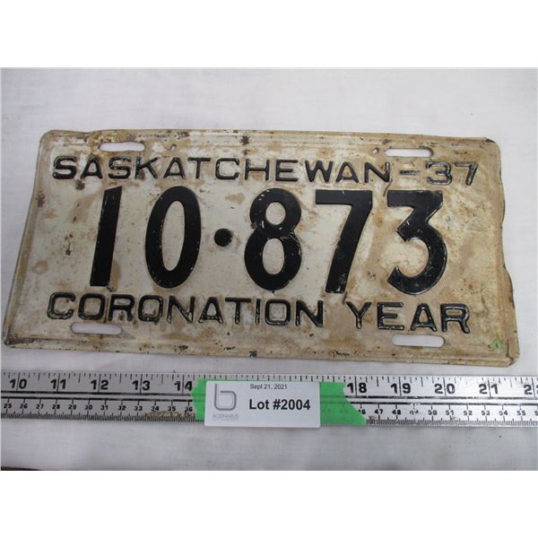 1937 Sask License Plate