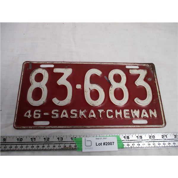 1946 Sask License Plate